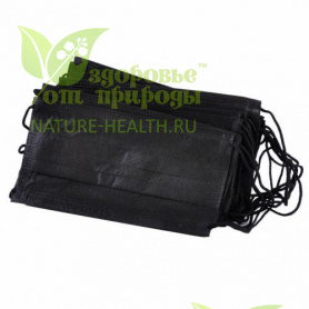 картинка Маска защитная трехслойная черная 50 шт от магазина ТД Здоровье от Природы